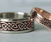 Celtic Bonding Knot Rings, White Gold Band with Rose Gold Knots, All Rose Gold Narrow Band